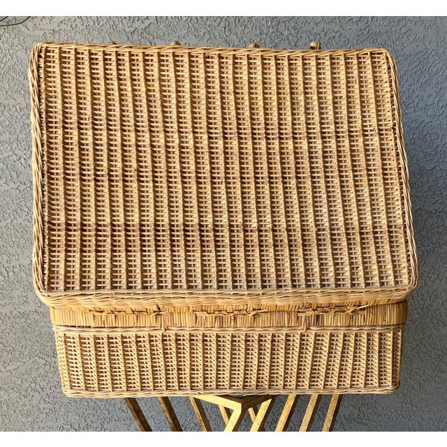 Mid 20th-Century Extra Large Handwoven Valise-Style Rattan Storage Basket, Hong Kong For Sale In Austin - Image 6 of 18