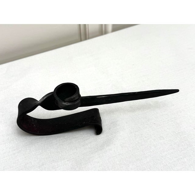Vintage Brutalist Hand-Forged Iron Candle Taper Holders, Set of Three For Sale In Houston - Image 6 of 12