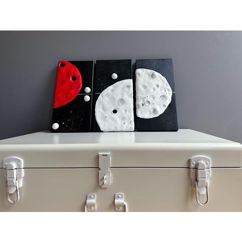 Vera Vizzi, Lunar Crater, 2026, Blue and White Foam Clay Relief on Wood For Sale - Image 9 of 11