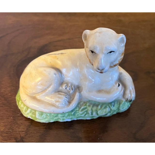 English Antique Early 19th Century English Porcelain Figure of a Lion For Sale - Image 3 of 13
