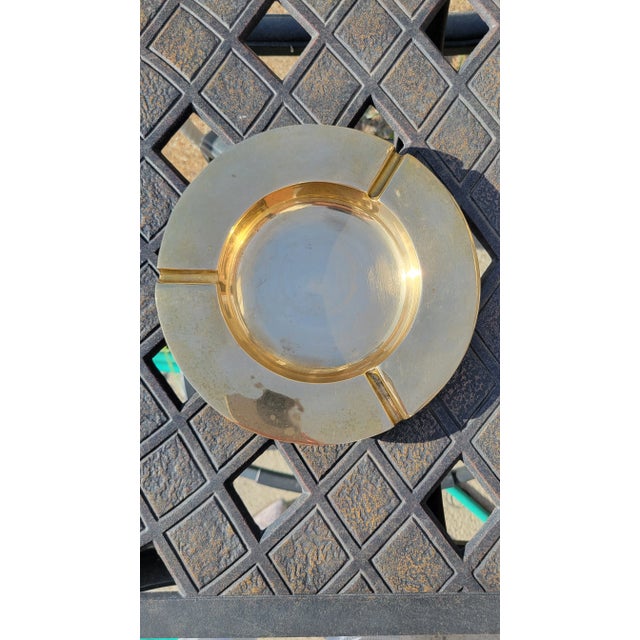 Mid 20th Century Mid Century Round Brass Ashtray For Sale - Image 5 of 10