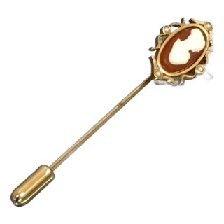 Midcentury Cameo Scarf or Hatpin / Brooch For Sale