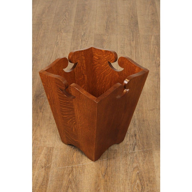 Stickley Mission Collection Oak Waste Basket For Sale - Image 11 of 12