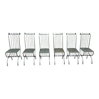 Mid 20th Century S. Salvadori Attributed Italian Iron Dining Chairs - Set of 6 For Sale