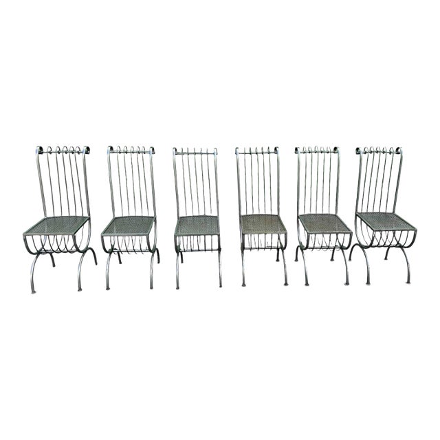 Mid 20th Century S. Salvadori Attributed Italian Iron Dining Chairs - Set of 6 For Sale
