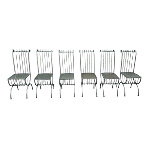 Mid 20th Century S. Salvadori Attributed Italian Iron Dining Chairs - Set of 6