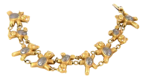 Teddy Bear Diamond 18k Multi Tone Gold Link Bracelet