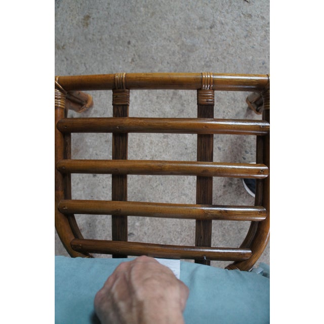 Pair of Mid 20th Century Coastal Style Boho Chic Bamboo & Rattan Peacock Arm Chairs For Sale - Image 9 of 12