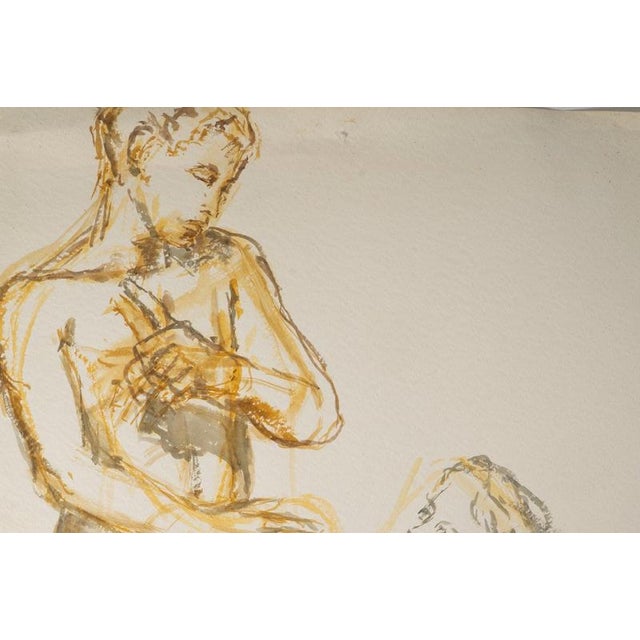 Watercolour on paper depicting a man and a woman, 20th century. Watercolour on paper, 20th century, depicting a man and a...