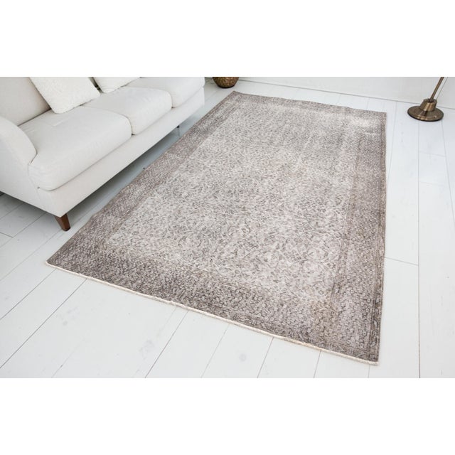 Vintage Light Grey Oushak Rug For Sale - Image 9 of 10