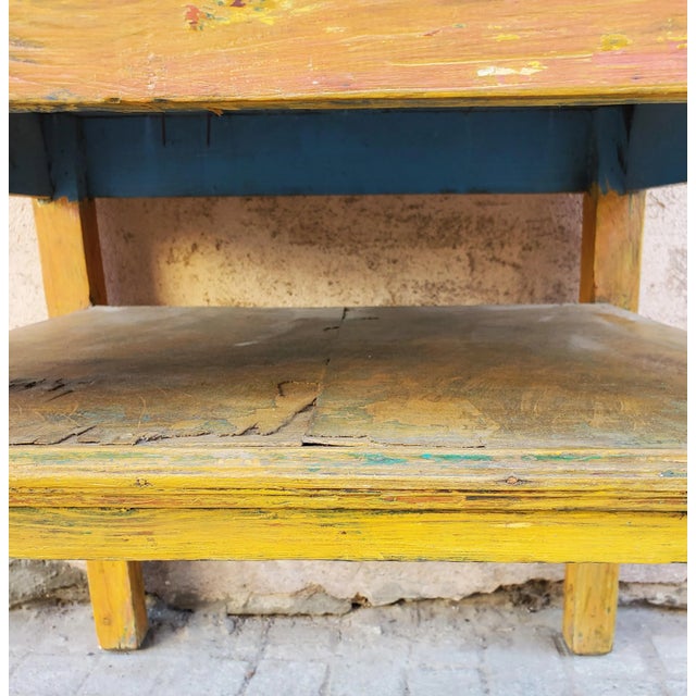 1990s 1990s Moroccan Vintage Yellow Wooden Table For Sale - Image 5 of 7
