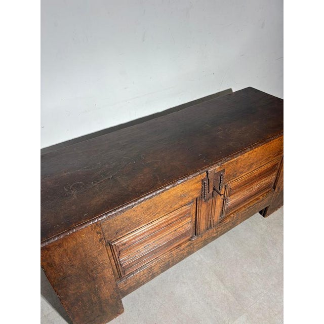 Large Antique Handcrafted Wooden Trunk For Sale - Image 6 of 10