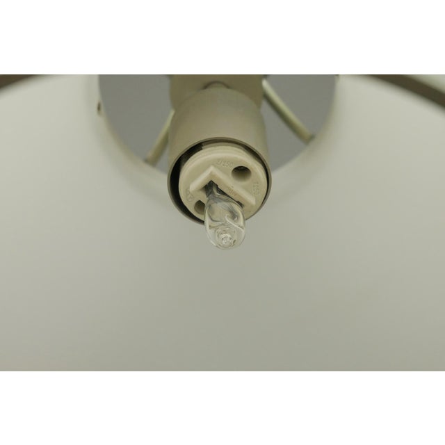 White Mid 20th Century Modern White Glass & Brushed Steel Semi Flush Mount Light For Sale - Image 8 of 10