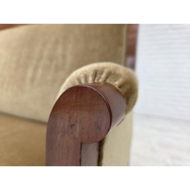 1950s Danish 2-Seater Highback Sofa in Furniture Velour and Lacquered Teak Wood, 1950s For Sale - Image 5 of 18
