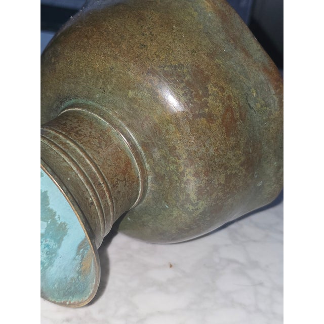 Vintage Solid Bronze Pedestal Bowl With Aged Patina For Sale In Washington DC - Image 6 of 8
