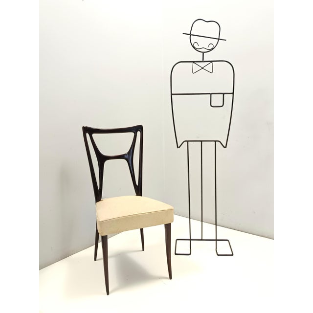 Ebonized Beech Dining Chairs with Ivory Skai in the style of Guglielmo Ulrich, 1950s, Set of 6 For Sale - Image 5 of 12