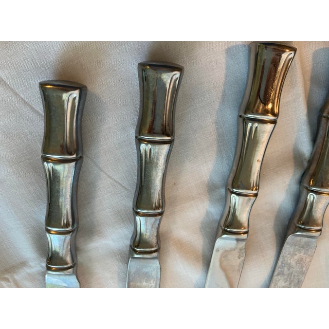 Silver 1980s Supreme Stainless Steel Dinner Knives in Bamboo Pattern - Set of 8 For Sale - Image 8 of 9