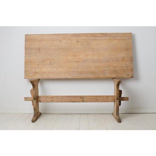 Large Swedish Rustic Country Trestle Dining Table For Sale - Image 11 of 17