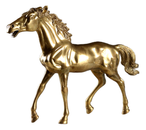 Modern Sculpture of Trotting Horse in Gilded Bronze, 1970s