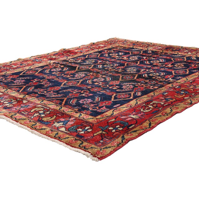 61492 Antique Persian Lilihan Rug, 05'01 x 06'03. The Midnight Herati Garden: Antique Persian Lilihan Masterpiece of...