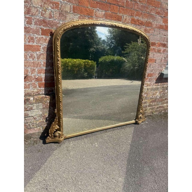 Large Antique 19th Century English Gilt Arched Top Overmantle Mirror For Sale - Image 8 of 8
