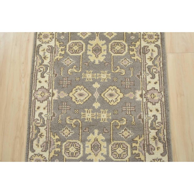 2020s Oushak Runner 2'6'' X 7'10'' Gray Wool Traditional Hand-Knotted Oriental Rug For Sale - Image 5 of 12