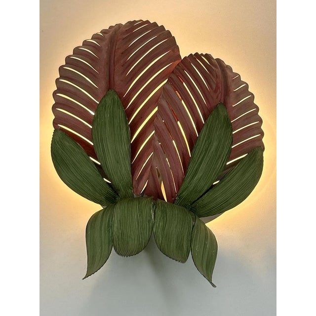 Mid-Century Double Leaf Floral Sconce by Holländer Leuchten, Germany, 1970s For Sale - Image 6 of 18