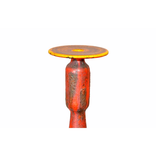 Raymor Mid-Century Modern Tall Raymor Yellow Red Ceramic Vase Italy For Sale - Image 4 of 12