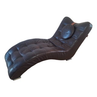 Contempo Leather Chaise Lounge by Artful Casa\.ontemporanea, Italy, 1970s For Sale