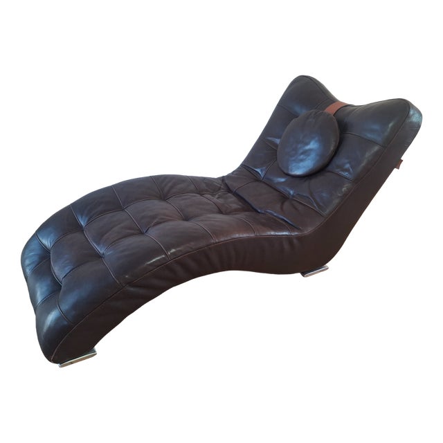 Contempo Leather Chaise Lounge by Artful Casa\.ontemporanea, Italy, 1970s For Sale