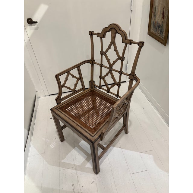 Pair of Italian made chairs by Patina in the chinese chippendale Style. Original Patina brass plagues mounted on the...