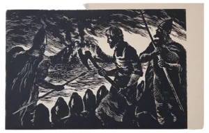 Nikolai Uvarov, Epic, 1966, Linocut