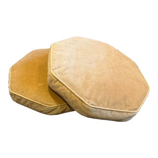 Pair of Mohair Poufs For Sale