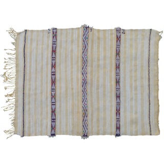 Mid 20th Century Striped Silk Motif Moroccan Blanket For Sale