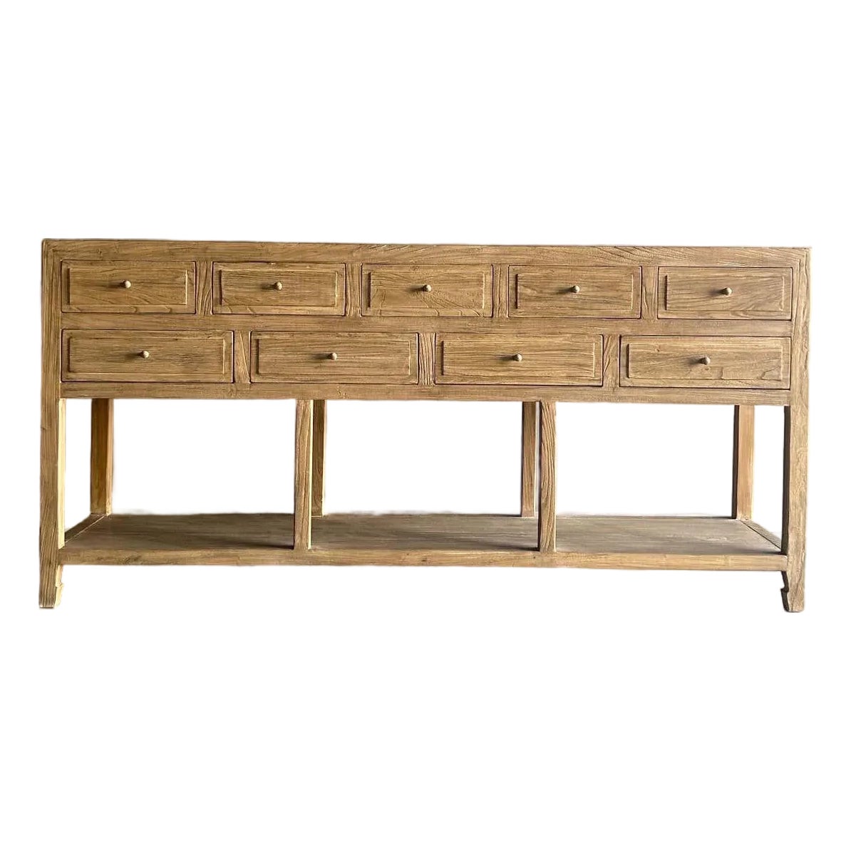 Reya Reclaimed Elm Wood Console Table With Drawers in Natural Finish ...