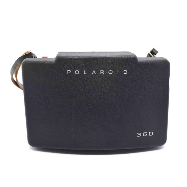 Mid 20th Century Foldable Polaroid Land Automatic Camera Model 350 With Clamshell Cover and Original Leather Shoulder Starp For Sale - Image 11 of 11