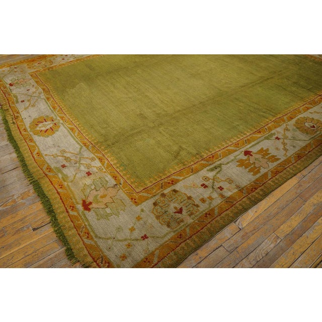 Decorative Green Color & Ivory Border Allover Pattern Antique Turkish Oushak Rug For Sale - Image 10 of 12