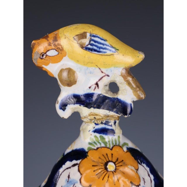 18th Century Dutch Delft Polychrome Covered Pot with Bird Finial, Circa 1760–1780 Rich in colour, history and character,...