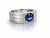 Modern Sapphire Solitaire Ring for Men Silver, Gold, Size 10 For Sale - Image 3 of 4