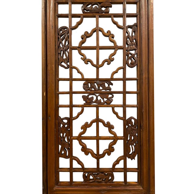 Late 19th Century Antique Chinese Handcrafted 3 Panel Wooden Screen/Room Divider For Sale In Los Angeles - Image 6 of 13