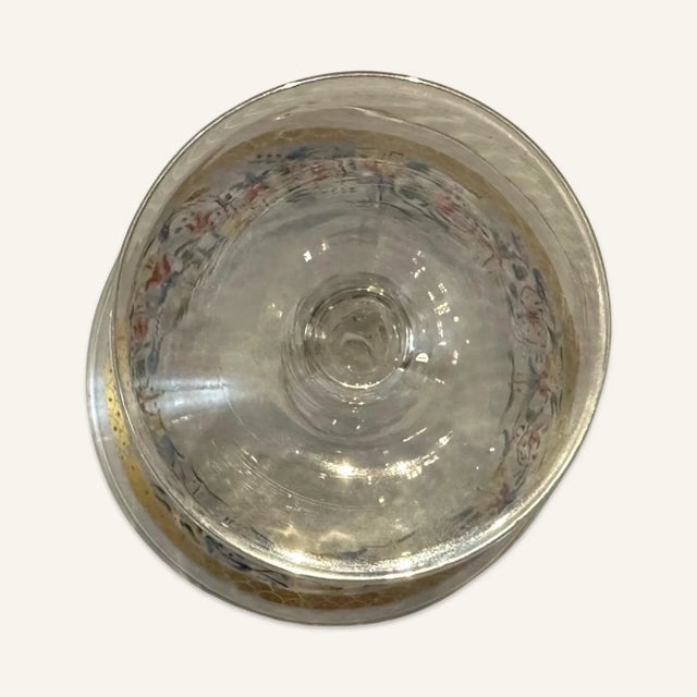 1930s Set of 4 Venetian Cocktail Glasses With 4 Small Matching Plates For Sale - Image 6 of 7