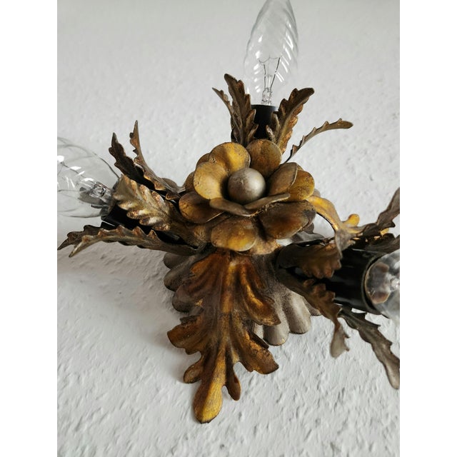 Vintage Florentine Silver-Plated and Gold-Plated 3-Light Ceiling or Wall Lamp from Banci Firenze, Italy, 1960s For Sale - Image 13 of 18