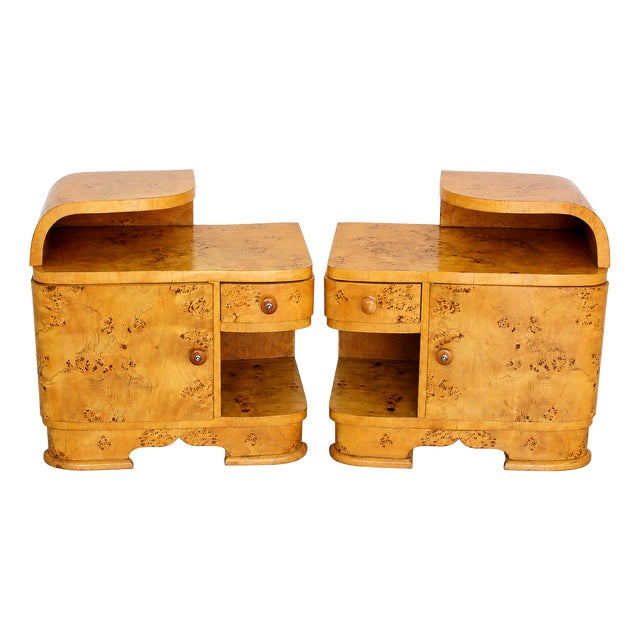 Vintage Art Deco Bedside Tables, 1940s, Set of 2 For Sale