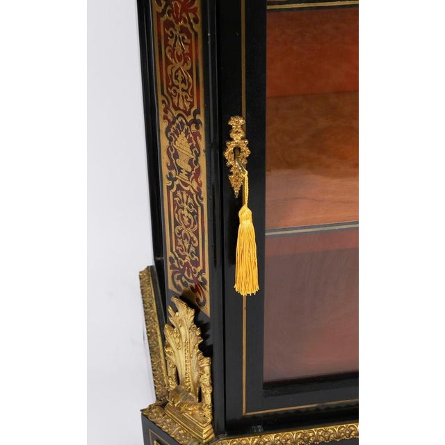 Antique French Napoleon III Ebonized Boulle Pier Cabinet, 1860s For Sale - Image 14 of 18