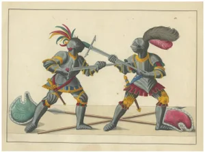 Von Reibisch, Armoured Knights in Battle Scene, 1842, Print