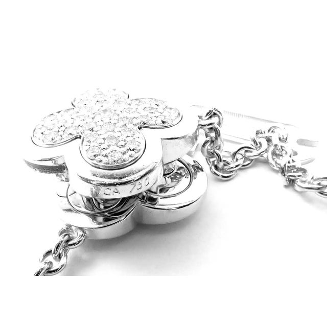 1990s Van Cleef & Arpels Pure Alhambra Nine Motifs Diamond White Gold Necklace For Sale - Image 9 of 11