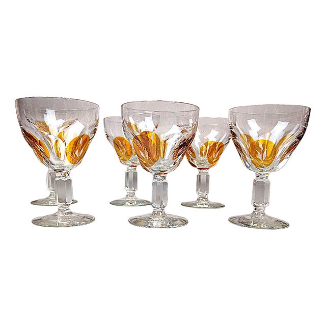 Golden Honey Amber Wine Glasses, Set of 6 For Sale