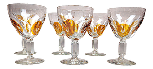 Golden Honey Amber Wine Glasses, Set of 6