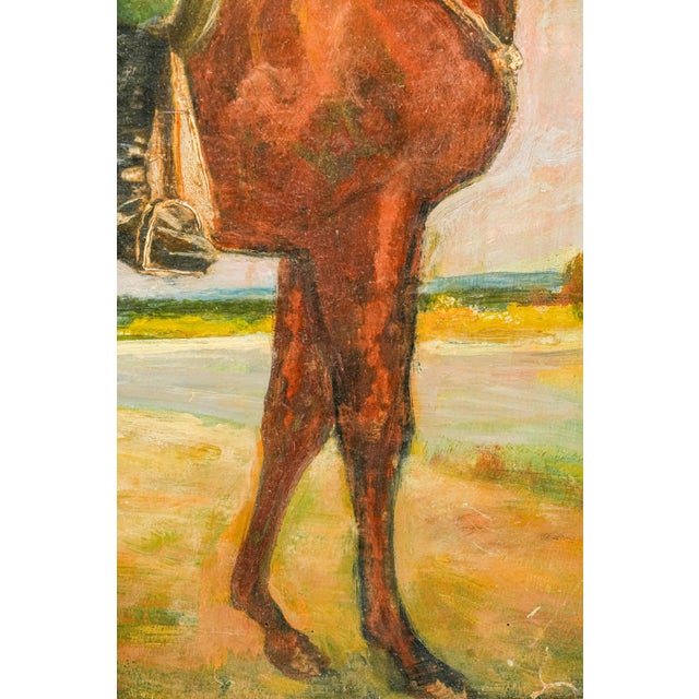 Charming Portrait Man on Horse Equestrian Impressionist Antique Oil Painting For Sale - Image 11 of 17