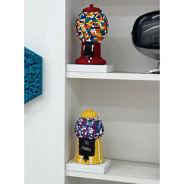 Colorful Handcrafted Clay Gumball Machine Sculpture in Red For Sale - Image 4 of 9